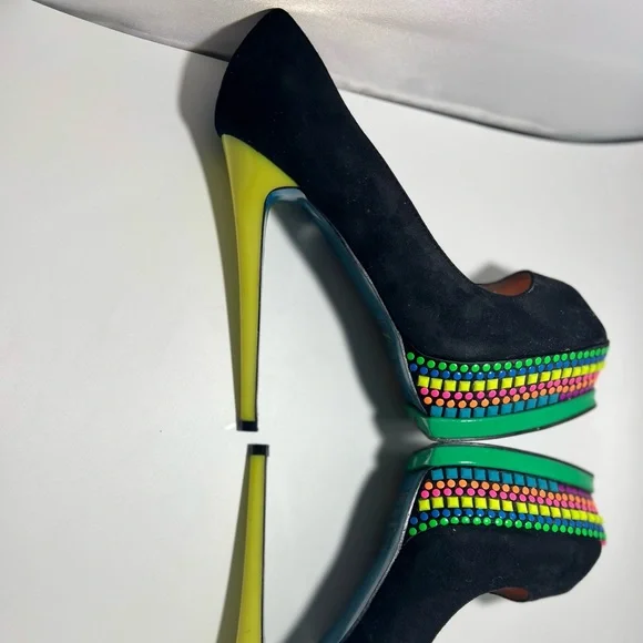 25. Scene by Shoe Dazzle Jaleen Suede & Neon colored platform heels - Picture 7 of 12